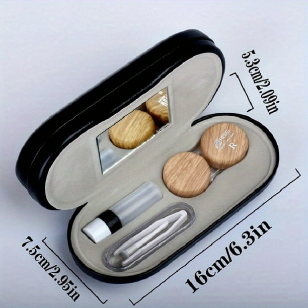 1pc Leather Double Eyeglass & Contact Lens Case - Perfect for Travel, Home, and Storage!