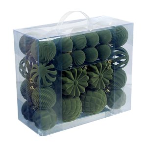 Magideal - 48 Bolas Navideñas, Adornos Navideños, Bolas Colgantes, Adornos Irrompibles, Resistentes Al Desgaste, Recubrimiento De Pp Flocado, Ideales Para Fiesta Verde Militar