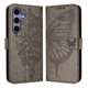 thumbnail image 1 of Funda cartera mariposa para Samsung Galaxy S25 con soporte y ranuras para tarjetas Gris, 1 of 5