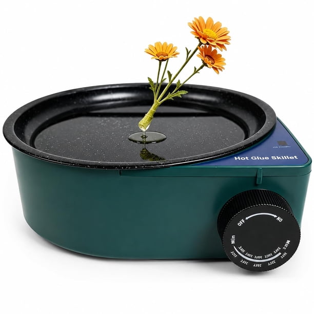 Cazo de Pegamento Termofusible GLOOZLX 21 cm con Control de Temperatura 212‑392 °F (100‑200 °C)