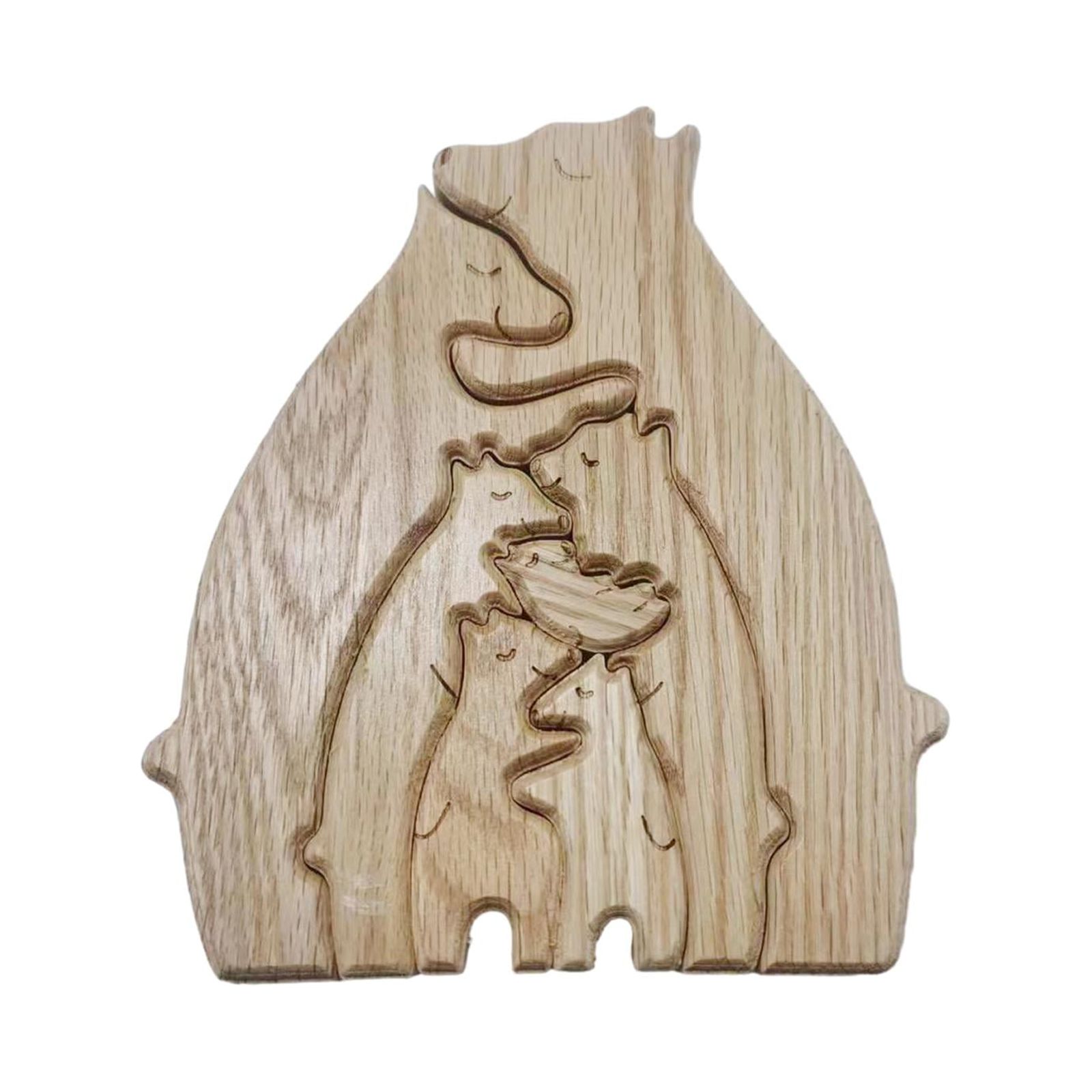 Magideal - Rompecabezas De Arte De Madera De La Familia Del Oso, Escultura De Madera Juguete Educativo Inauguración De La Casa Decoración De La Mesa Ornamento De