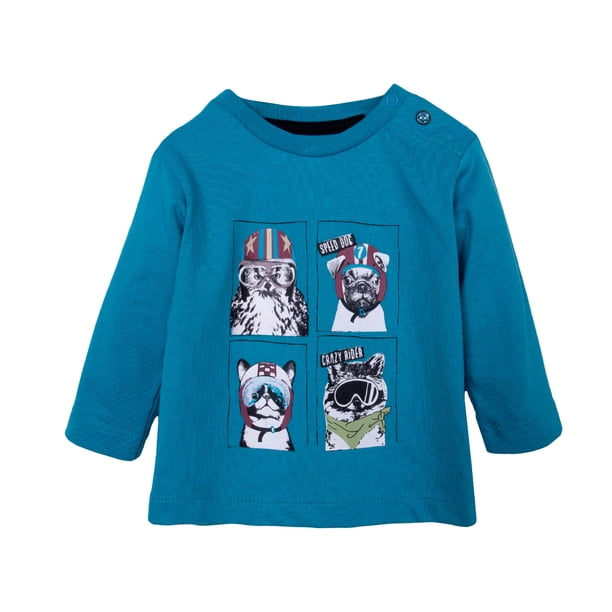Polera Bebé Niño Manga Larga Estampado Animales Azul