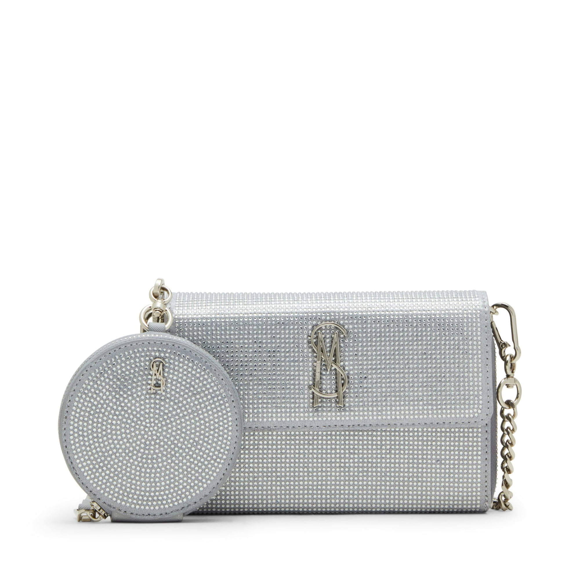 Monedero Bandolera Steve Madden Carina Con Diamantes De Imitación Plateados