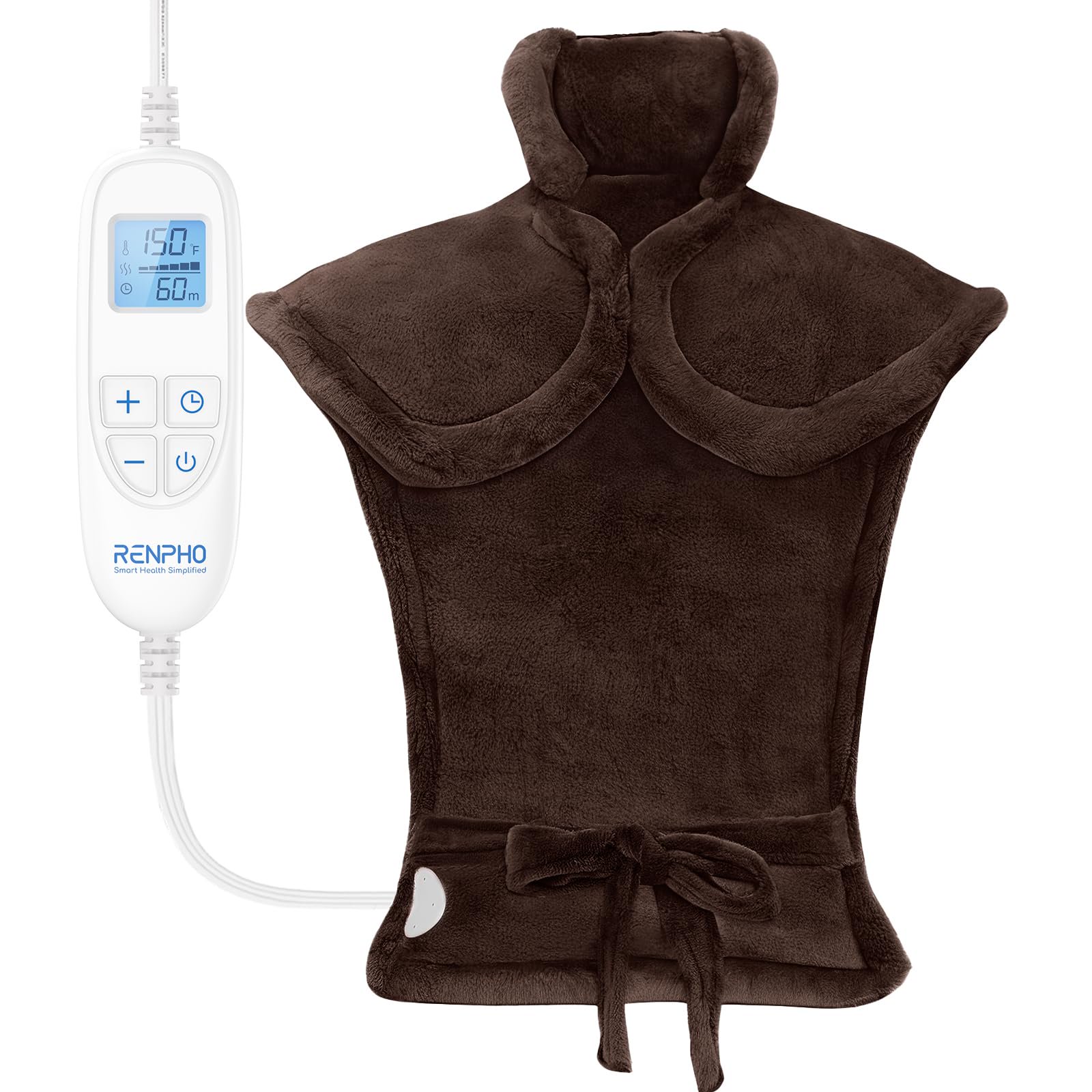 Almohadilla Térmica Renpho Eléctrica Para Aliviar El Dolor De Espalda, 24 X 33 Cm, Color Marrón
