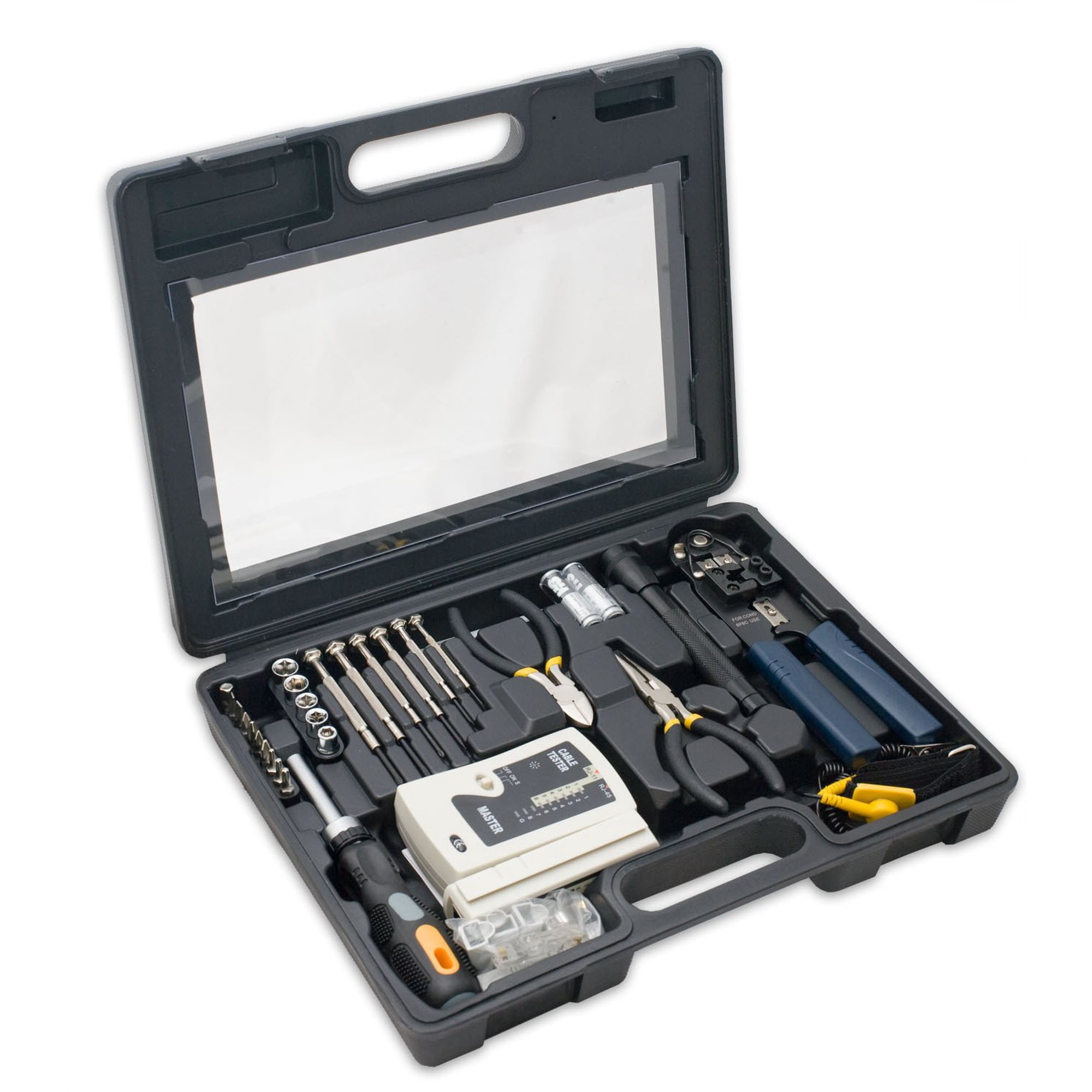 Kit De Reparación De Herramientas De Red Syba Con Comprobador De Cables, 50 Piezas