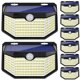 thumbnail image 1 of Luces solares exteriores HMCITY de 120 LED con sensor de movimiento, IP65, paquete de 8, 1 of 6