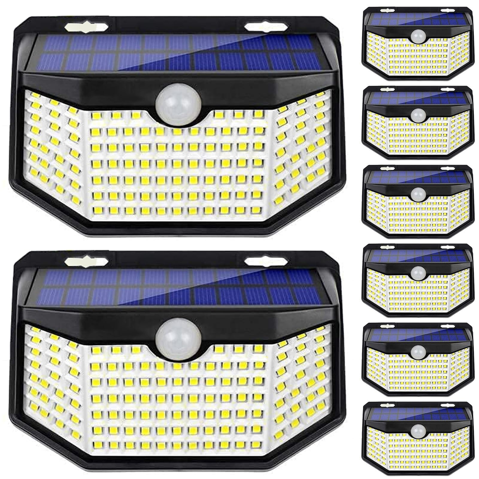 Luces Solares Exteriores Hmcity De 120 Led Con Sensor De Movimiento, Ip65, Paquete De 8