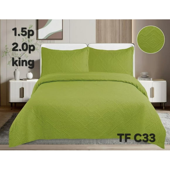 Cobertor de verano tipo quilt tamaño 2 Plazas Color Verde Manzana