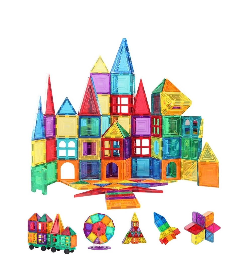 Set De Construcción Magnético Imán 200 Piezas Magnetic Tiles