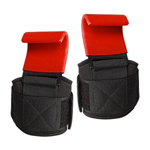 Ioensy - Ganchos De Levantamiento De Pesas De Potencia Muñequera Ajustable Entrenamiento De Peso Muerto Rojo