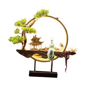 Magideal - Quemador De Incienso De Reflujo De Cerámica Adorno Decorativo Estatua Hecha A Mano Soporte De Incienso De Estilo Chino Para Porche Oficina Sala De , Estilo K