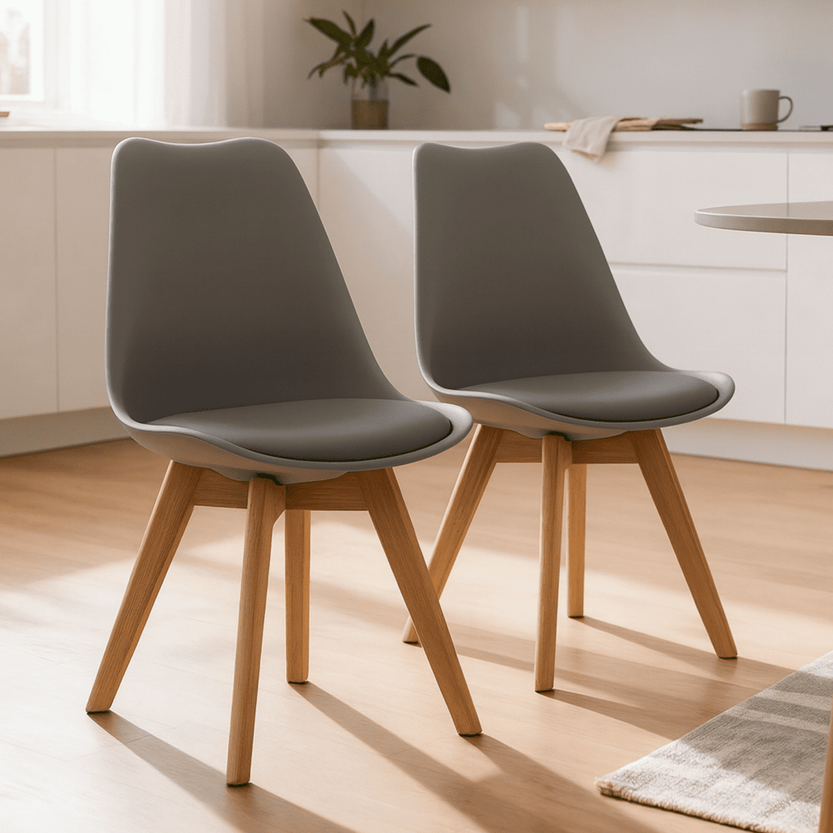 Venhoouse - Pack 2 Sillas Para Comedor Tulip Grises