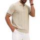 thumbnail image 5 of INSPIRA CHIC Regreso a Clases Polo de Punto para Hombre con Cremallera Cuarto de Manga Corta Textura Acanalada Top Casual M Beige, 5 of 6