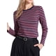 thumbnail image 4 of INSPIRE CHIC Camiseta Casual de Algodón de Manga Larga con Cuello Redondo y Ajuste Ceñido a Rayas para Mujer, Regreso a Clases, Raya Rosa, Talla S, 4 of 6