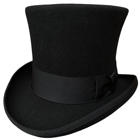 Sombrero de copa negro de lana Hansshow 18 cm (7 5/8 ")