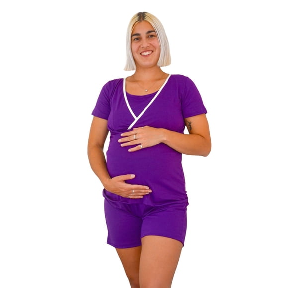 Pijama Maternal y Lactancia Morado L