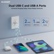 thumbnail image 2 of Salidas USB ELEGRP, 30 W, 6 amperios, USB C, 3 puertos, toma de pared, paquete de 10, 2 of 7