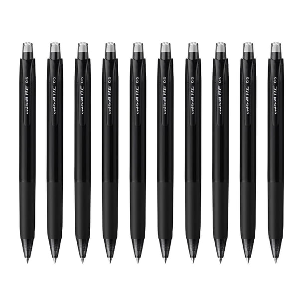 Bolígrafo de Tinta de Gel Mitsubishi uni-ball R:E 0.5mm Negro Apagable 10 unidades
