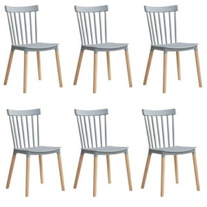 Vitelio - Pack 6 Sillas De Comedor Windsor Gris