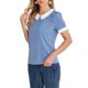 thumbnail image 4 of INSPIRE CHIC Blusas de Mujer para el Regreso a Clases con Cuello Peter Pan en Contraste y Mangas Cortas con Lunares L Azul Polvoriento, 4 of 6