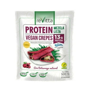 Revitta Wellness - Crepes Vegano/Vegetal + Proteína 500 Grs. Mezcla Lista (Solo Agua) Sabor Betarraga