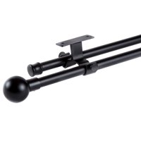 Metalhsa - Set Barras Para Cortina Doble 16/19 Mm Extensible 75-110 Cm A Techo Negro Bola