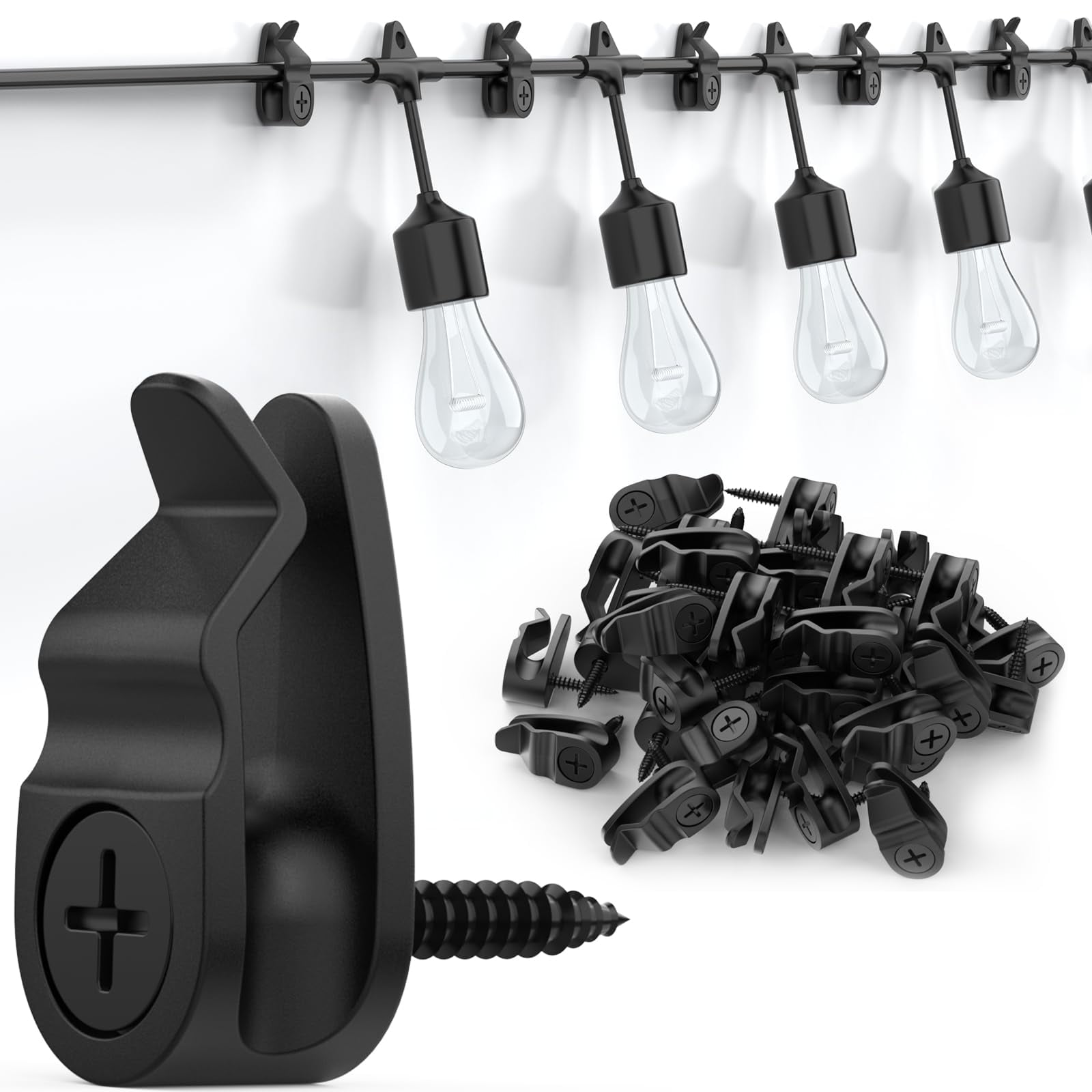 Guirnalda De Luces Para Exteriores Lewufe, 50 Unidades, Color Negro