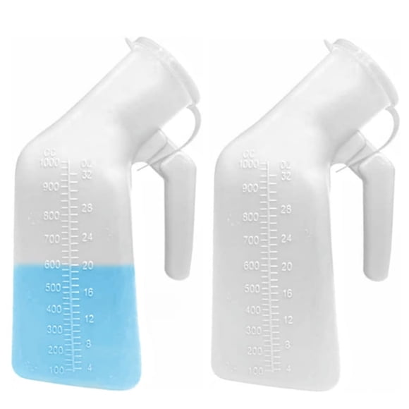 Urinario masculino YUMSUM, grueso y firme, 1000 ml con tapa (blanco), 2 unidades
