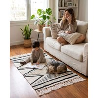 Myl Todo Hogar - Pack Alfombra 60X90 Cm + 2 Fundas De Cojín Con Bordado Tufting Y Flecos