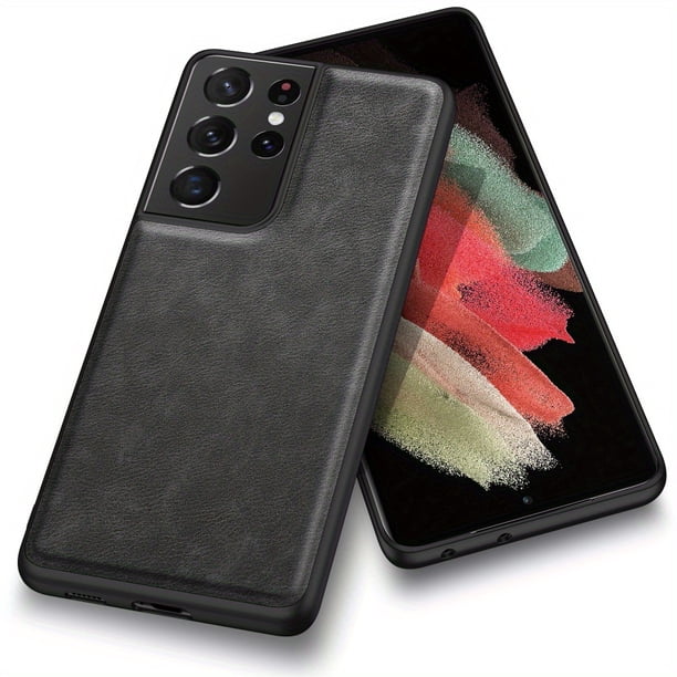 Premium Business Retro Style Back Cover Artificial Leather Case, Full Wrap Ultra-thin TPU Shock Absorption Fashion Anti-fingerprint, For, Samsung Galaxy S21 5G /S21 Plus + 5G/S21 Ultra 5G Phone Case