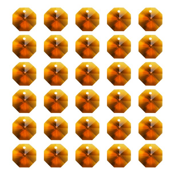 Uxcell Cuentas de Cristal K9 Octagonales 1 Agujero Colgantes, Paquete de 30 14mm, Ámbar