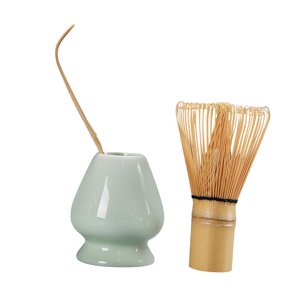 Magideal - Juego De Matcha De Estilo Japonés, Batidor De Bambú, Cuchara Para Matcha, Ceremonia Tradicional Japonesa Del Té Para Salón De Té, Soporte De Cerámica Para Batidor De Matcha, G Verde