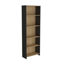 Fm Furniture - Mueble Biblioteca Con 5 Repisas 180,6X63X26,6 Cm Café Claro Y Negro