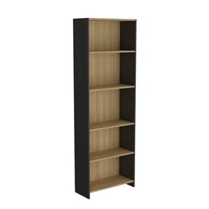 Fm Furniture - Mueble Biblioteca Con 5 Repisas 180,6X63X26,6 Cm Café Claro Y Negro
