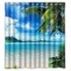 thumbnail image 1 of Cortina de ducha de verano con diseño de playa hawaiana, juego de cortinas de baño con ganchos, tamaño 66 x 72 pulgadas, 1 of 3