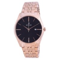 Westar - Reloj Casual Para Hombre De 41 Mm Con Esfera Negra Y Acero Inoxidable En Tono Oro Rosa