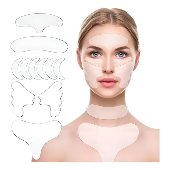 Parches de Silicona para Arrugas, 11Pcs Parche Facial Antiarrugas Antienvejecimiento para la Elasticidad y Estiramiento de la Piel Rejuvenecidos, Almohadilla de Reutilizable