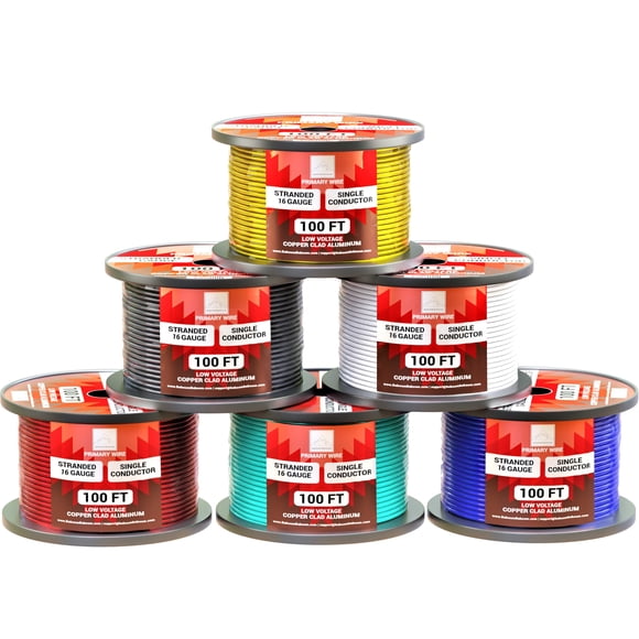 Combo de cables, calibre 16, paquete de 6 unidades (183 m en total), 30,48 m por rollo