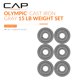 thumbnail image 2 of Disco de peso CAP Barbell olímpico de 2 pulgadas, 1.13 kg, gris, juego de 6 discos, 2 of 7