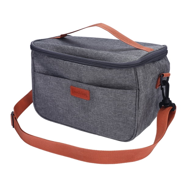 Bolsa de Almuerzo Reutilizable para Hombres, Bolsa de Almuerzo Aislada Lonchera para Oficina Picnic, Bolsa Enfriadora de Almuerzo con Correa de Hombro Ajustable Gris 10.2*6.7*7.1in