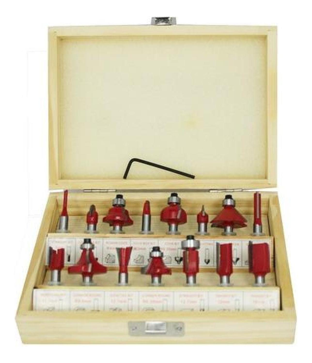 Genérica - Juego De 15 Brocas Fresas Madera Router 1/4 Corte Desbaste