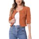 thumbnail image 1 of INSPIRE CHIC Chaquetas de Jean de Mezclilla Recortadas sin Cuello de Manga 3/4 para Mujer Naranja Oscuro M, 1 of 5