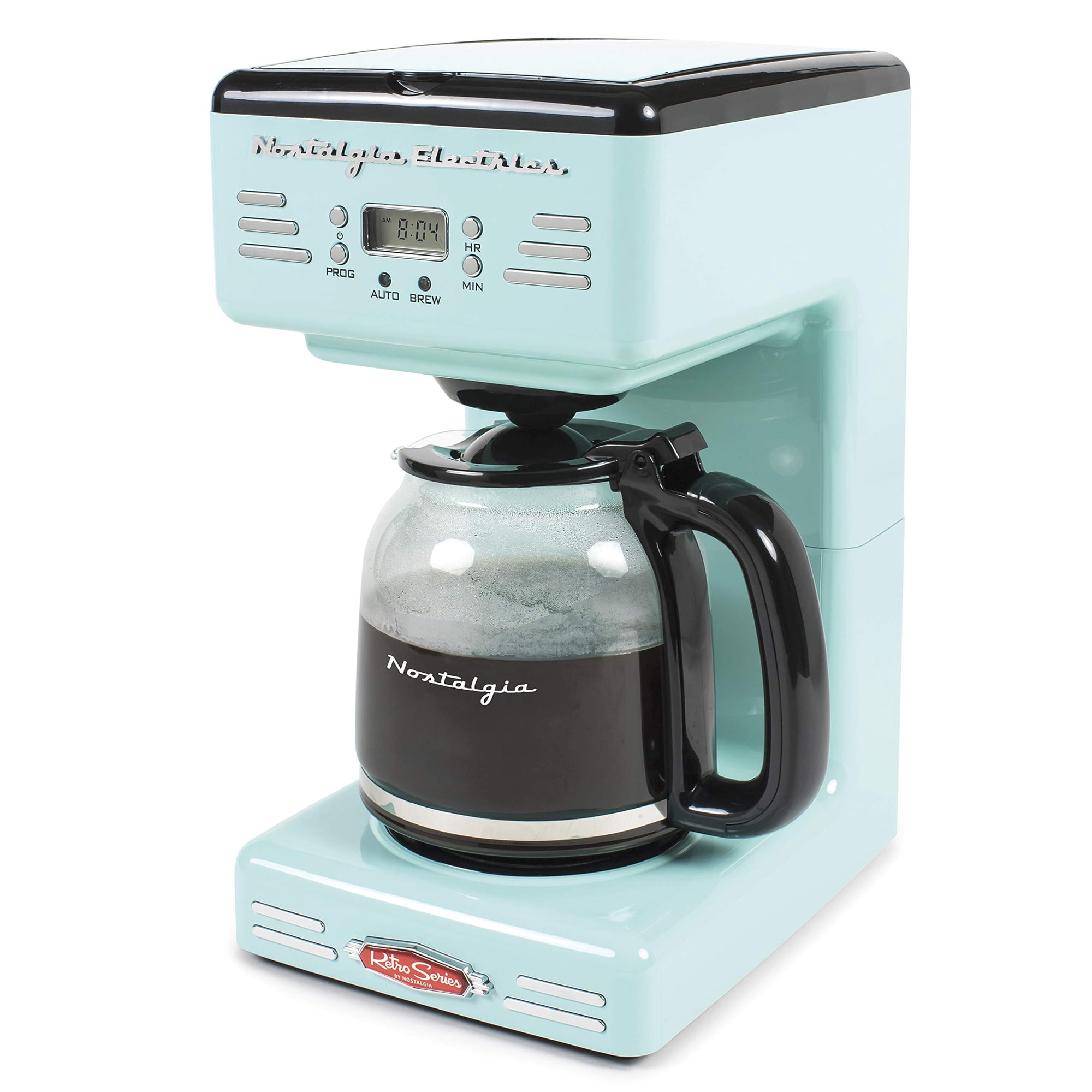 Cafetera Nostalgia Retro 12 Tazas Led Programable Aqua