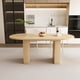 thumbnail image 1 of Oval Dining Table for 6 People, 62.9 Inch Farmhouse Kitchen Table with Wood Strip Base, Large Round Pedestal Dining Room Table for Living Space, Natural Finish, 1 of 3