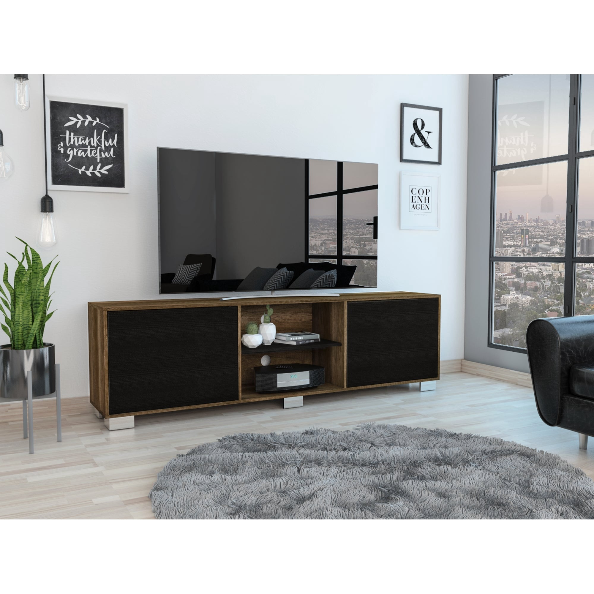 Tuhome - Rack Tv 80" Classic Color Caramelo Y Wengue