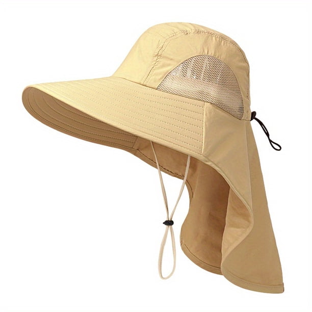 Stay Protected in the Sun with this Men's Summer Beach Neck Sunscreen Hat - Breathable, Adjustable & Wide Brim for Fishing, Hiking & Camping!