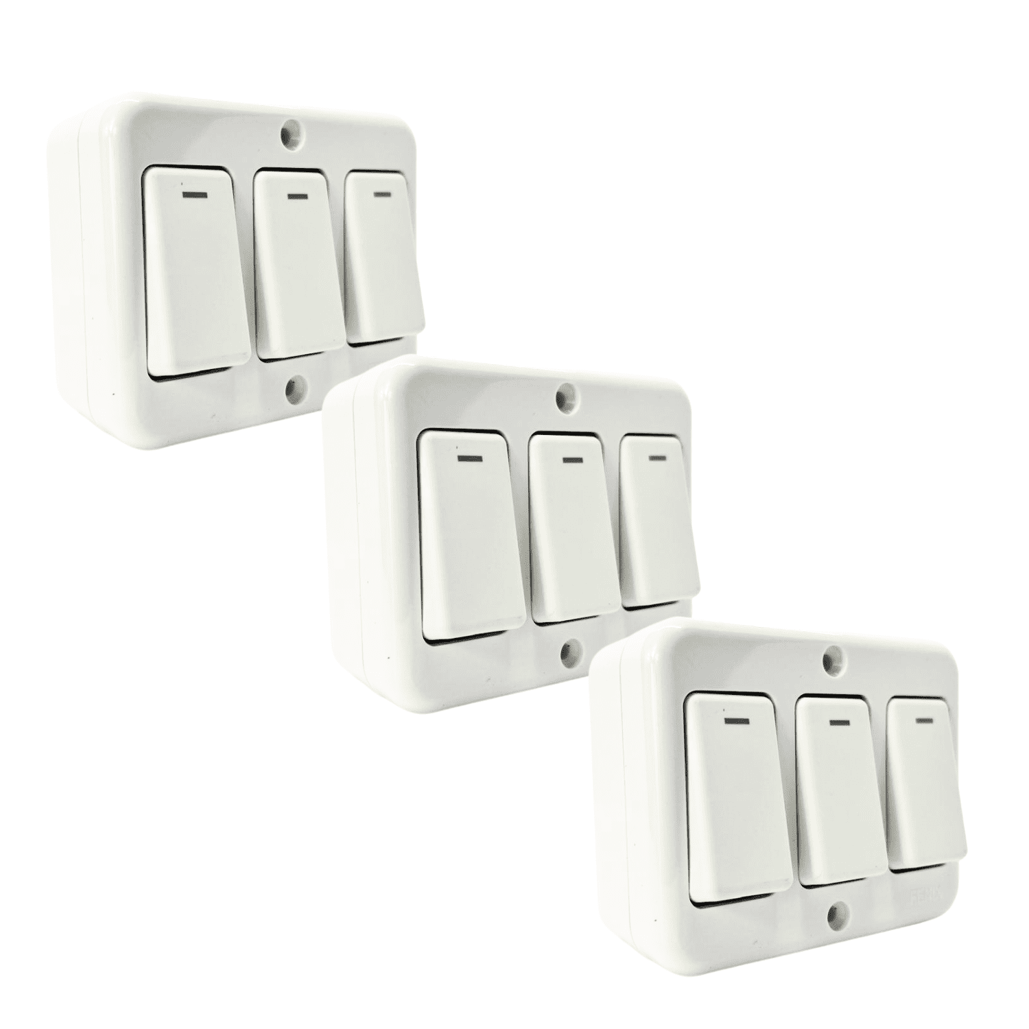 Interruptor Triple Sobrepuesto Pack X3 16a-250v Fenix