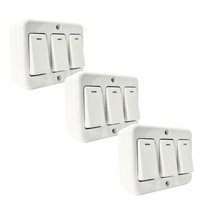 Interruptor Triple Sobrepuesto Pack X3 16A-250V Fenix