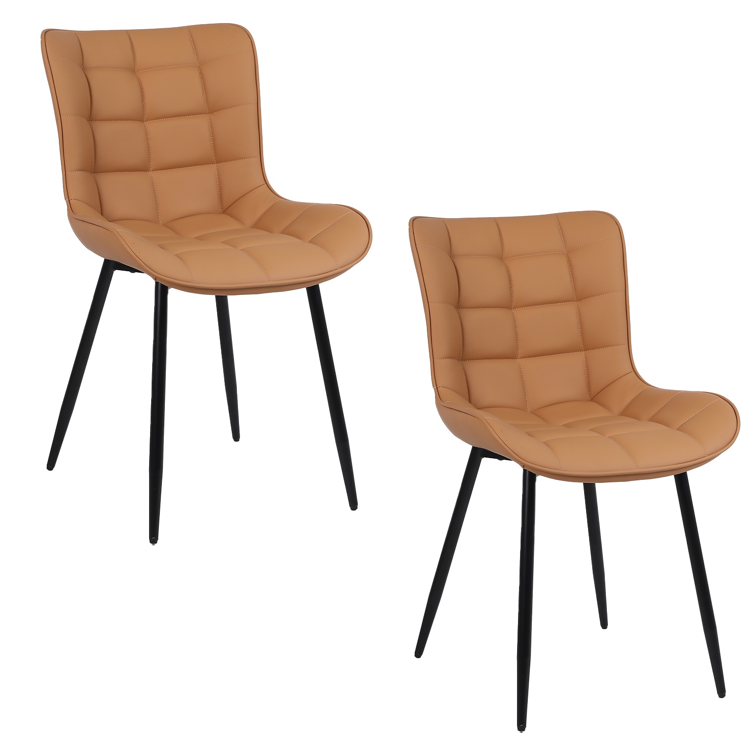 Novahus - Pack 2 Sillas De Comedor Pu Camel Patas Metálicas