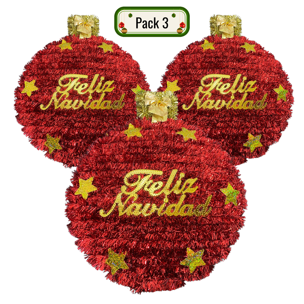Genérico - Pack 3 Colgante Esfera Adorno Para Puerta De Navidad 2025